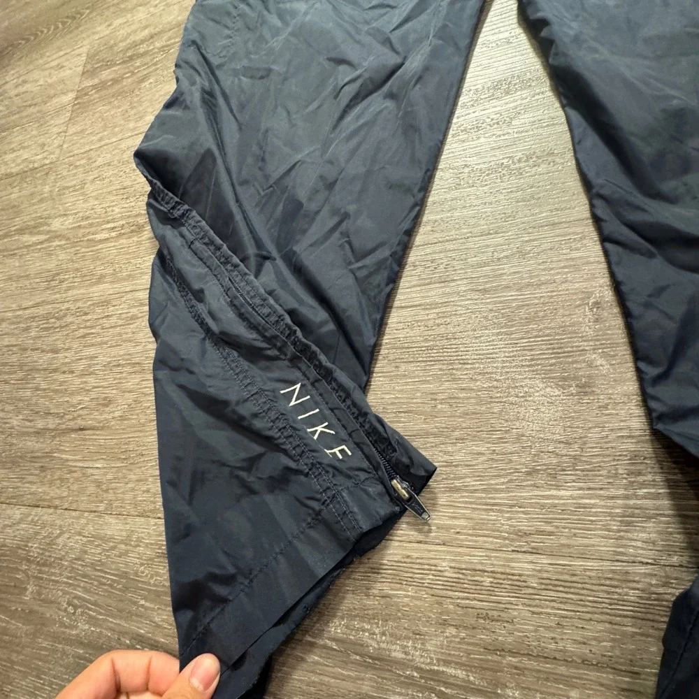 Vintage Nike Track Pants Mens L Blue Nylon 38x32 Windbreaker Warm Up Baggy 90s